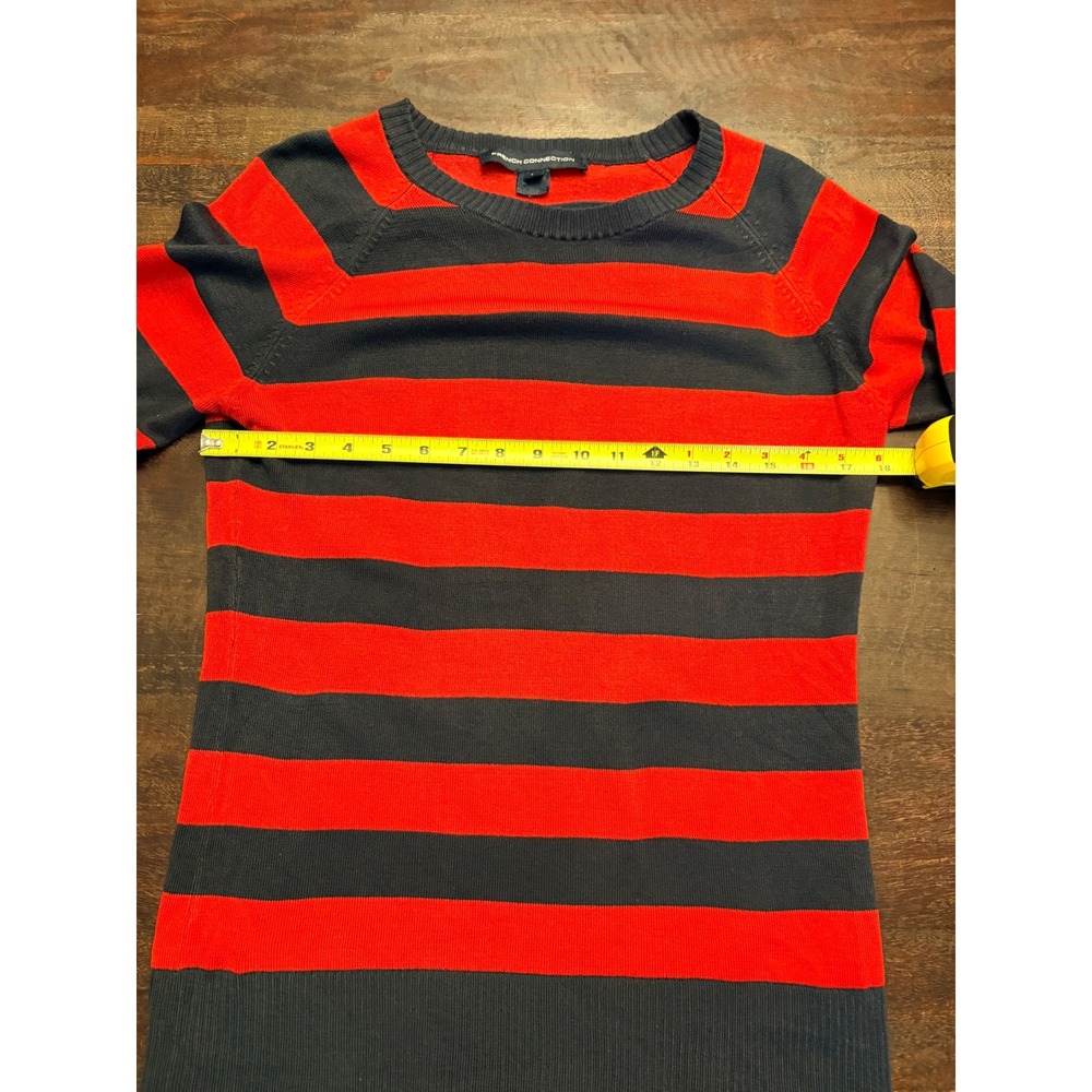 French Connection Red Navy Striped Fisherman Nautical Long Sleeve Sweater L - Picture 6 of 11
